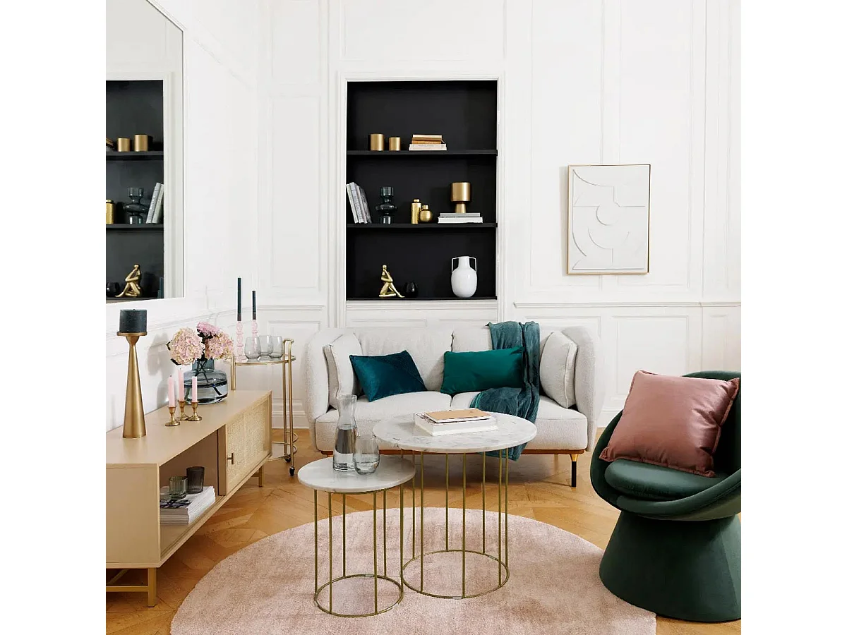 Meuble TV en Bois et Cannage Rotin 140 x 40 x 50 cm