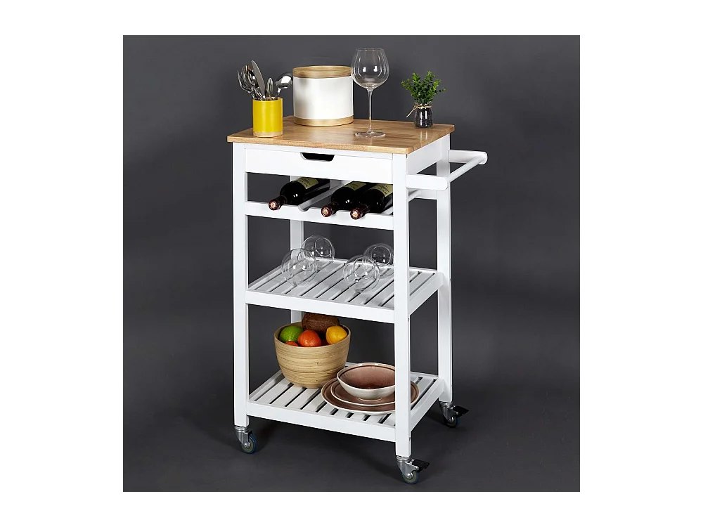 Desserte A Roulettes Blanc 40x61x845cm Blanc, Marron