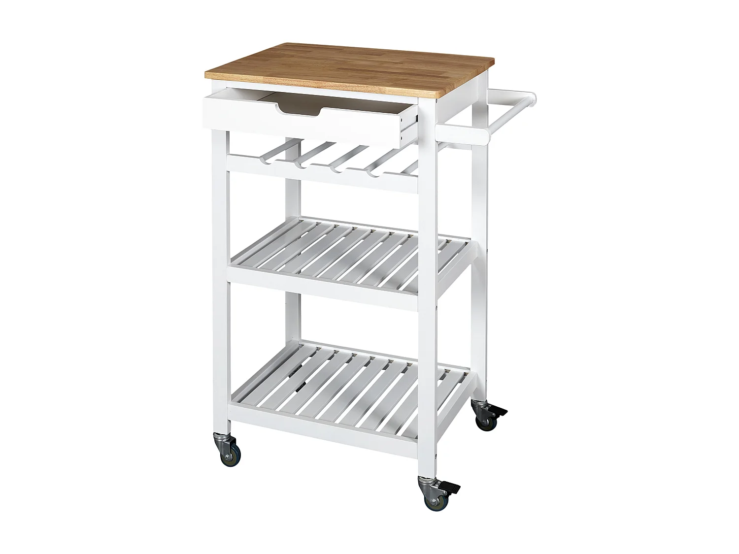 Desserte A Roulettes Blanc 40x61x845cm Blanc, Marron