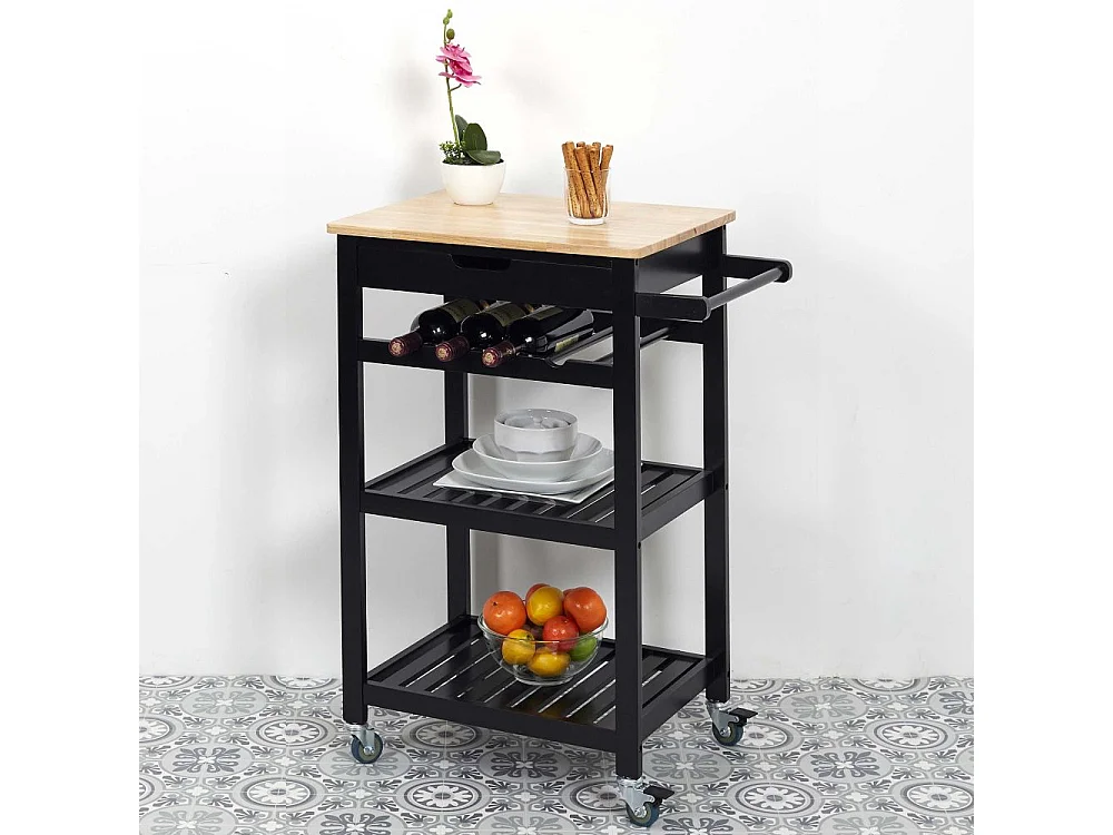 Desserte A Roulettes Noir 40x61x84.5cm Noir, Marron