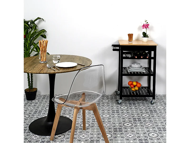 Desserte A Roulettes Noir 40x61x84.5cm Noir, Marron