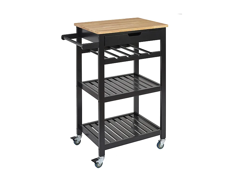 Desserte A Roulettes Noir 40x61x84.5cm Noir, Marron