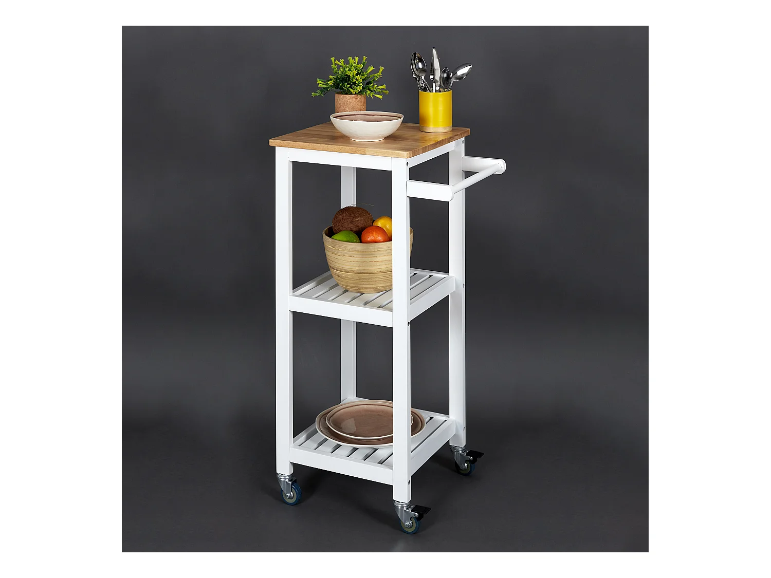 Desserte A Roulettes 37x45x845cm Blanc Blanc, Marron