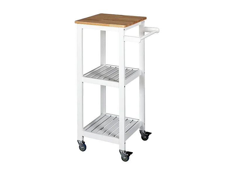 Desserte A Roulettes 37x45x845cm Blanc Blanc, Marron