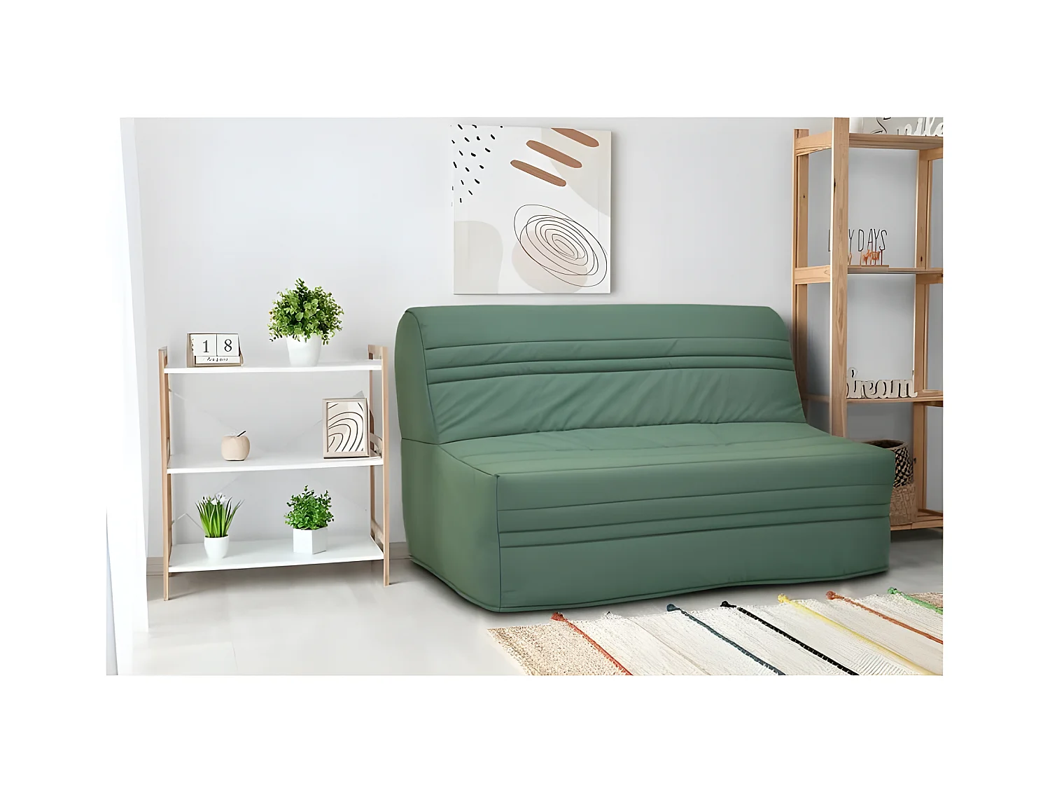 Sofá-cama BZ Convertible Joe - Tecido Verde - 2 Lugares