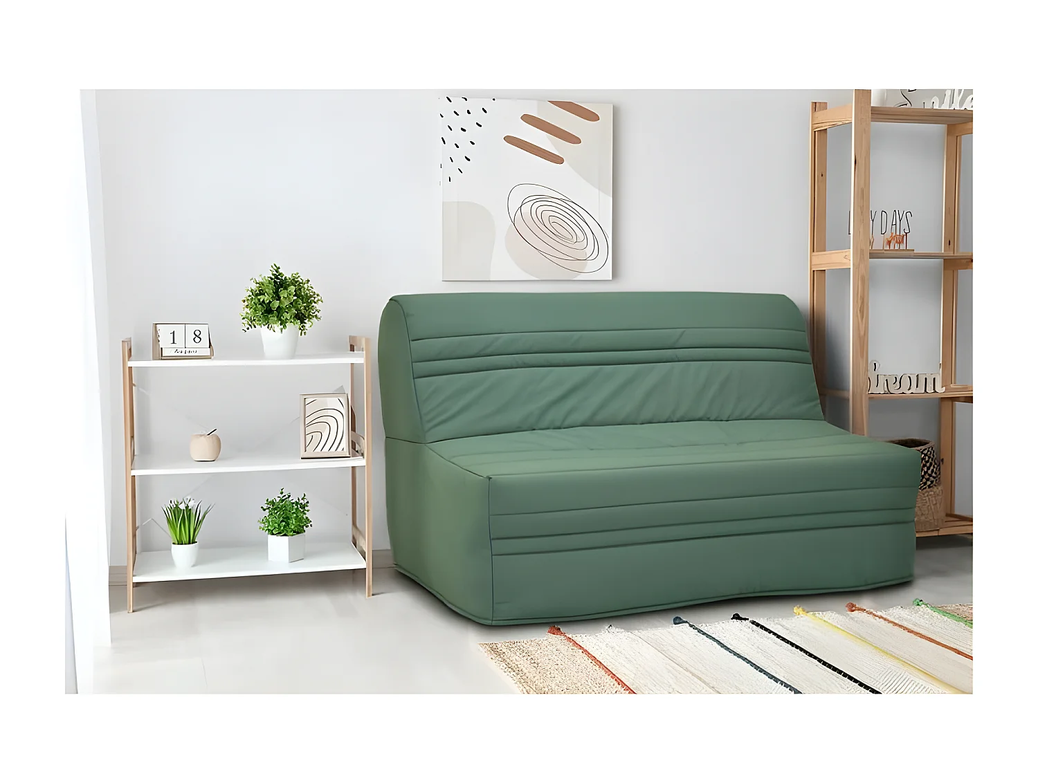 Banquette BZ - Tissu Vert - L143 x P97 x H89cm - Joe
