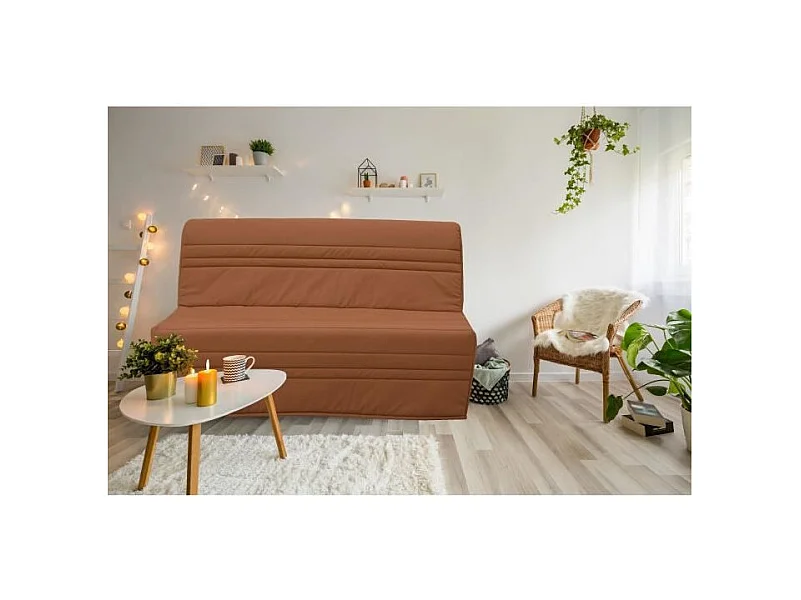 Schlafsofa BZ 2 Plätze Joe Stoff Terrakotta Französische Herstellung