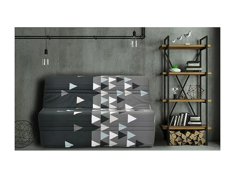 GRUHIER Banquette BZ - Tissu Gris et noir - L143 x P97 x H89cm - Joe