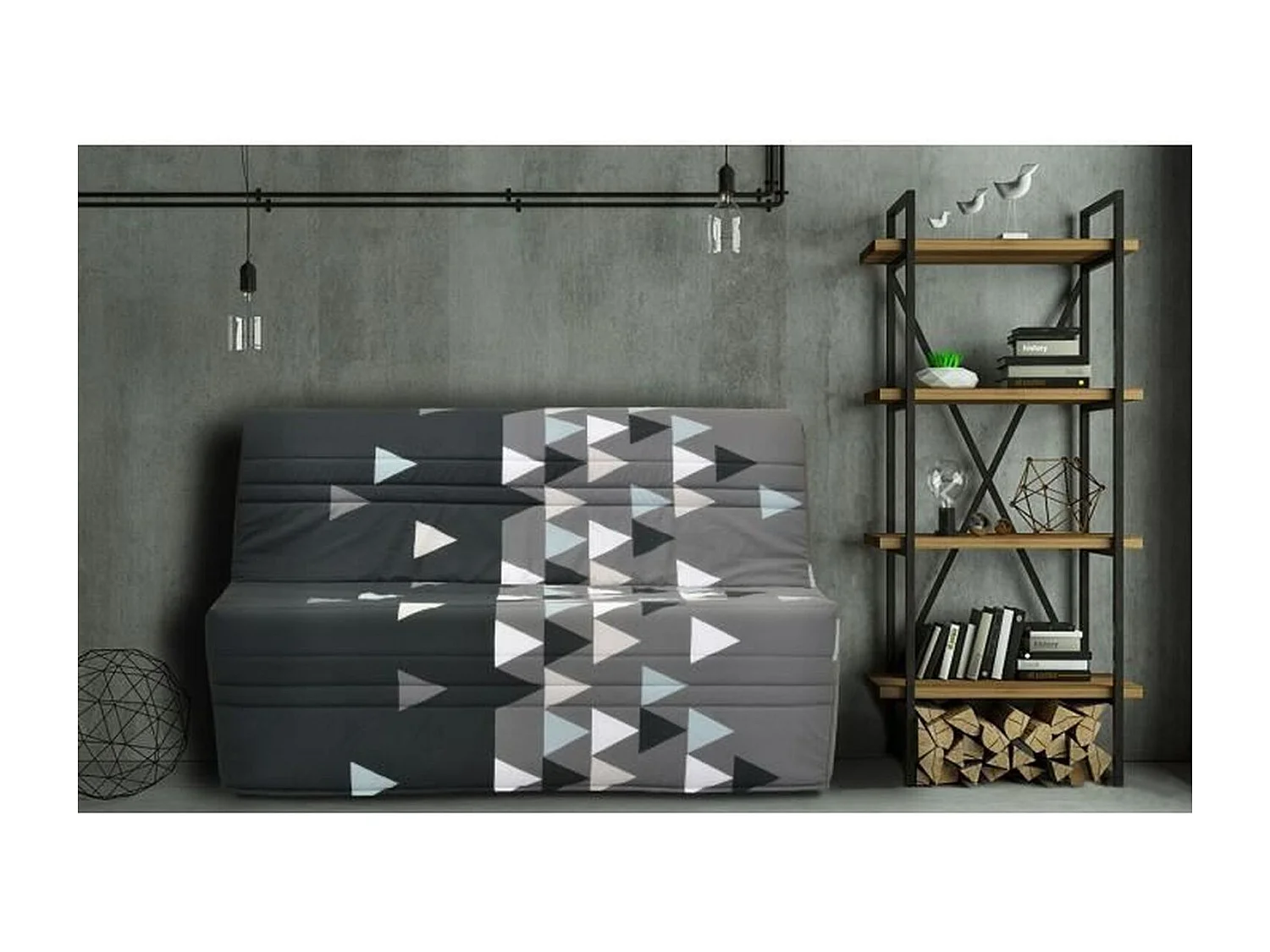 Slaapbank BZ Omvormbaar Stof Grijs en Zwart - 2 Plaatsen - Joe