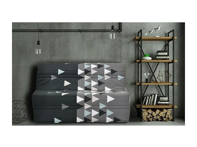 Schlafsofa BZ Umwandelbar Stoff Grau und Schwarz - 2 Plätze - Joe