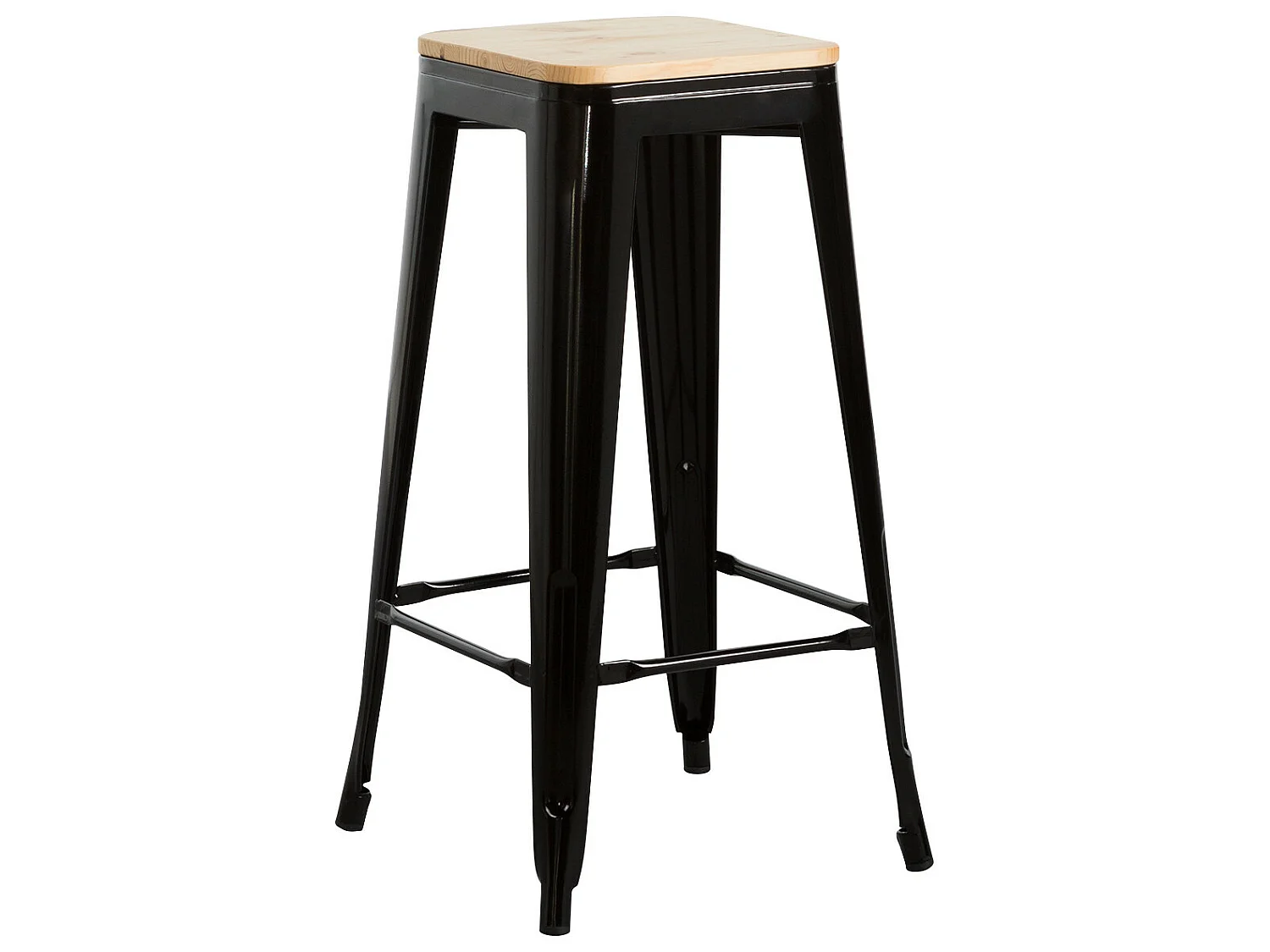 Tabouret industriel solide avec siège en bois 42x42x76.5cm Thinia Home