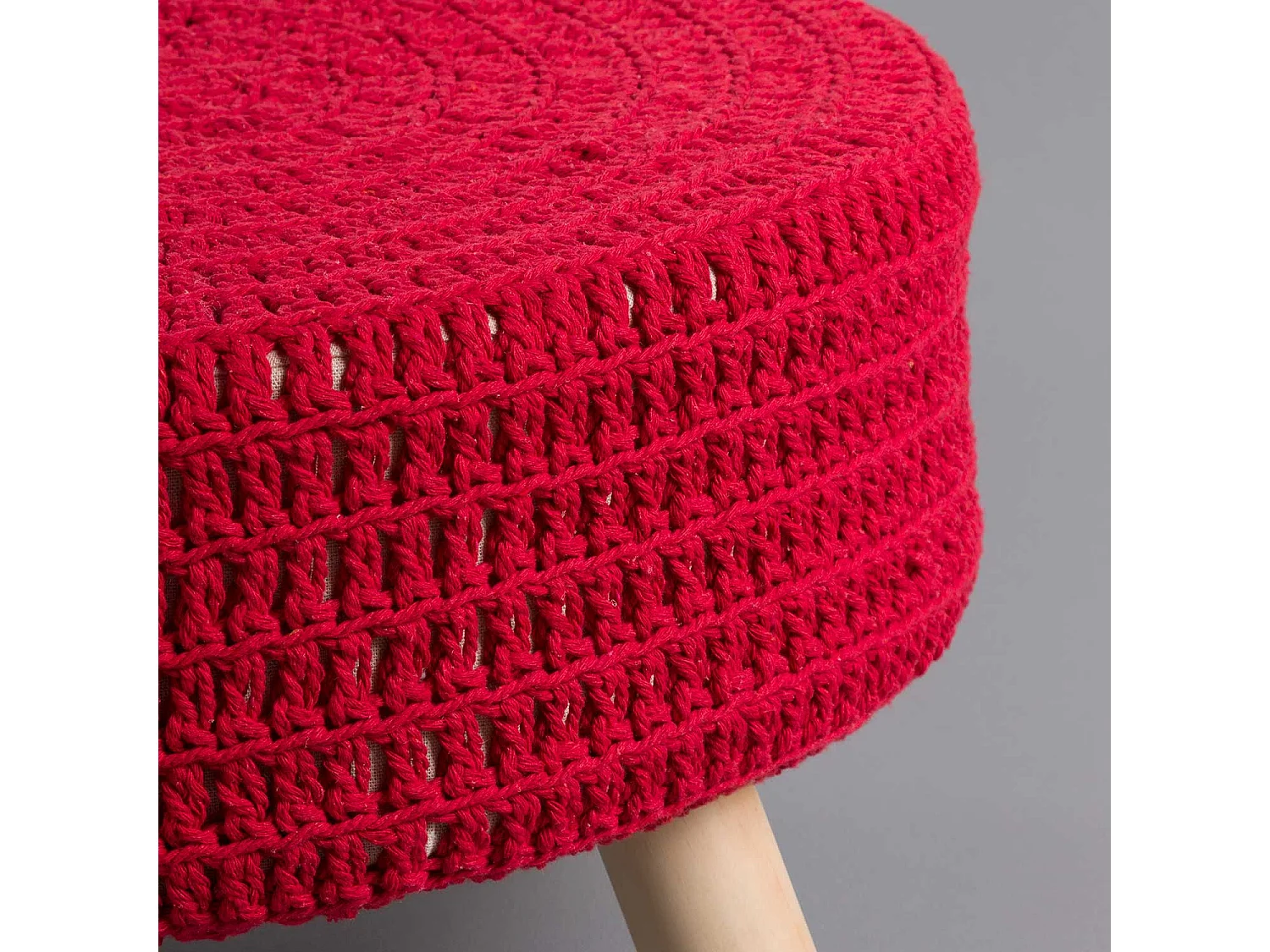 Puff Redondo Baris Rojo 49x30cm Thinia Home