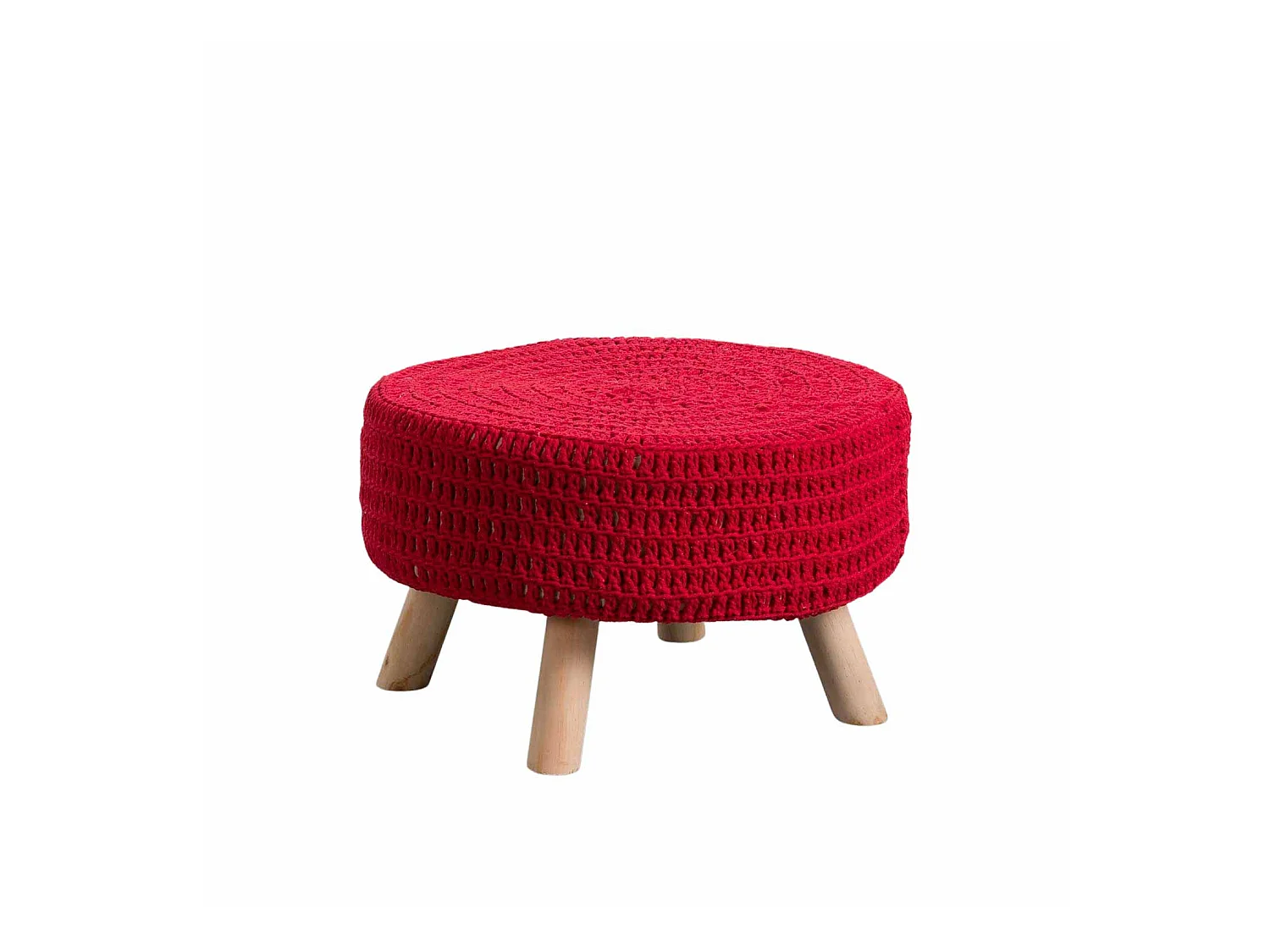Rond Puff Baris Rouge 49x30cm Thinia Home
