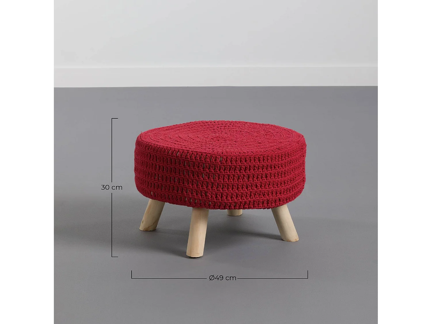 Puff rotondo Baris Rosso 49x30cm Thinia Home