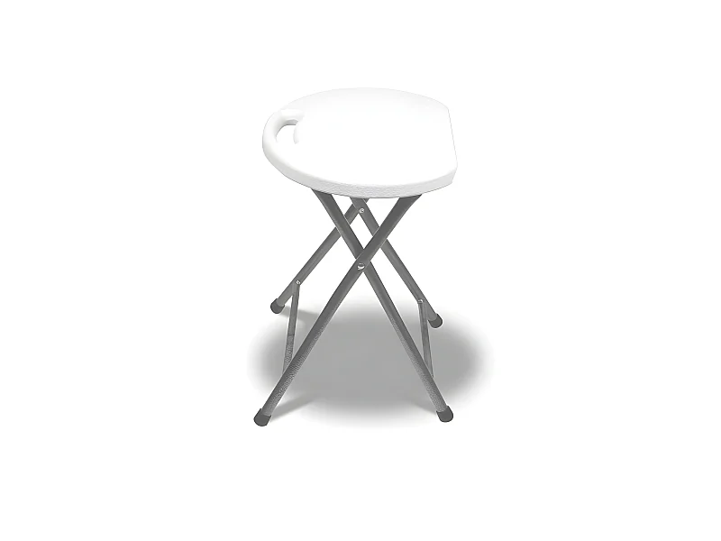 Tabouret pliant en résine et acier 31x45cm Blanc 7house