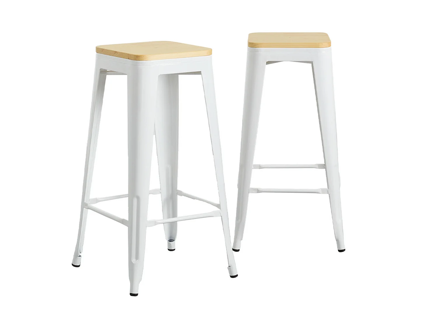 Pack 2 Taburetes Industriales Strong con Asiento de Madera 42x42x76.5cm Thinia Home