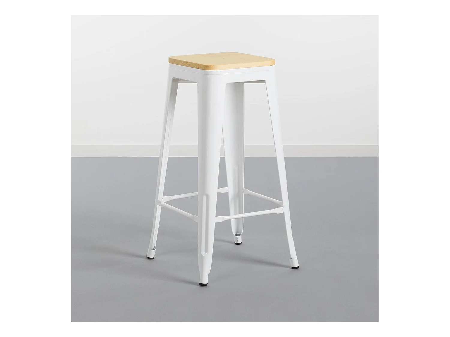 Pack 2 Taburetes Industriales Strong con Asiento de Madera 42x42x76.5cm Thinia Home