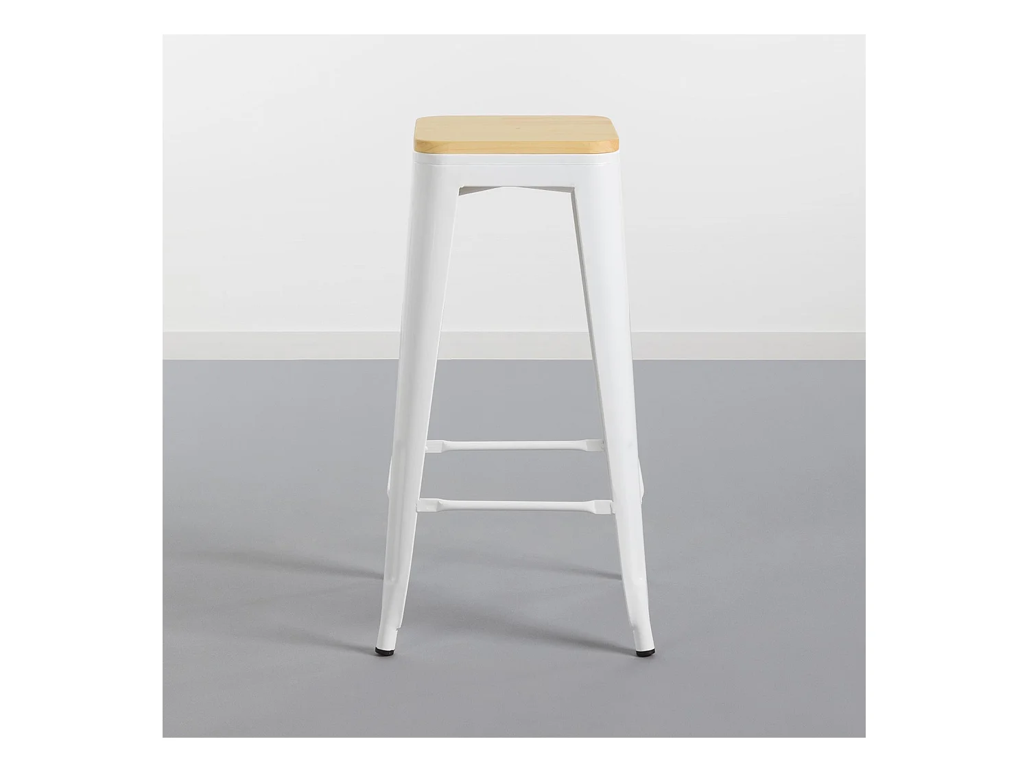 Pack 2 Taburetes Industriales Strong con Asiento de Madera 42x42x76.5cm Thinia Home