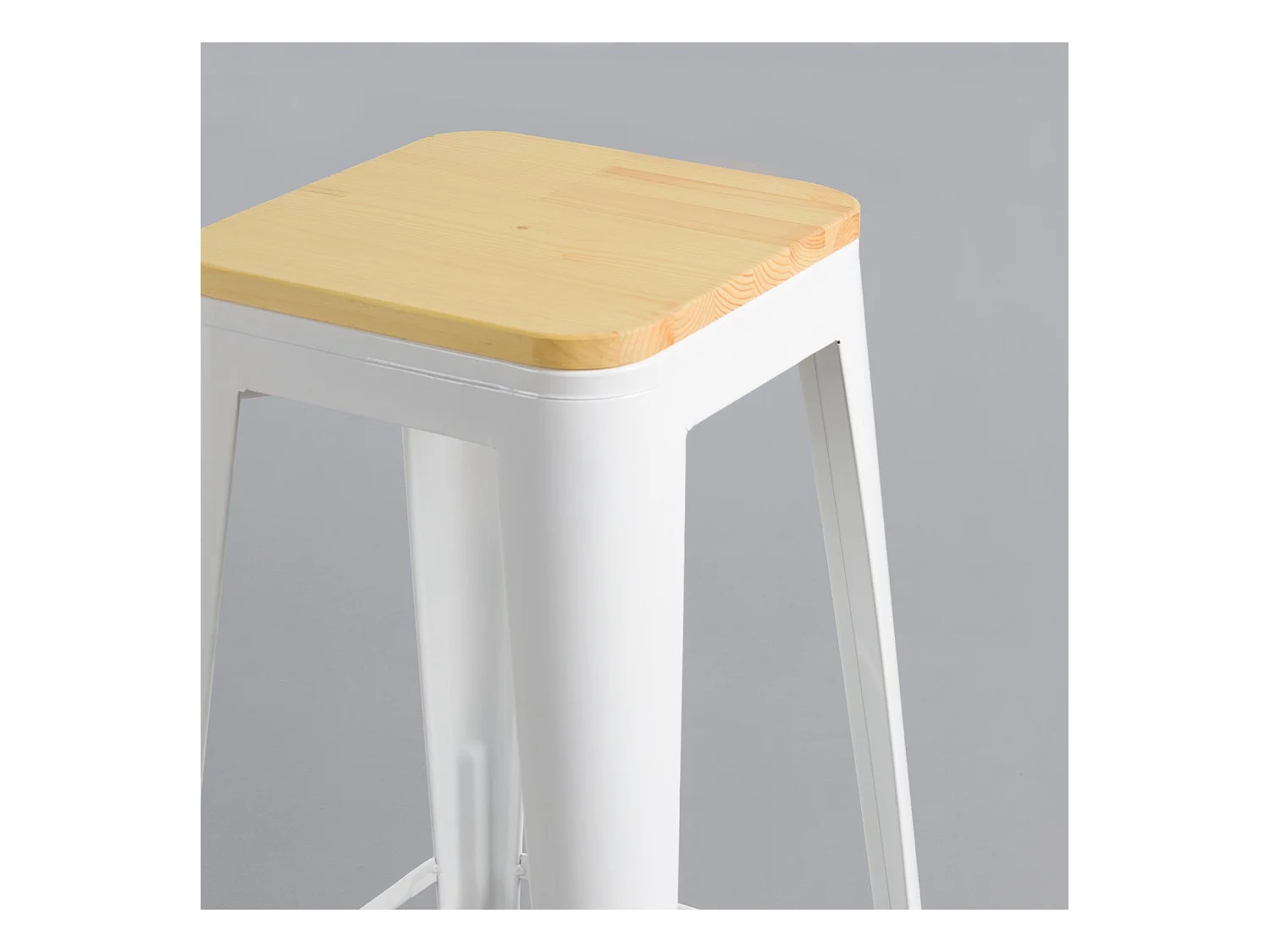 Pack 2 Taburetes Industriales Strong con Asiento de Madera 42x42x76.5cm Thinia Home