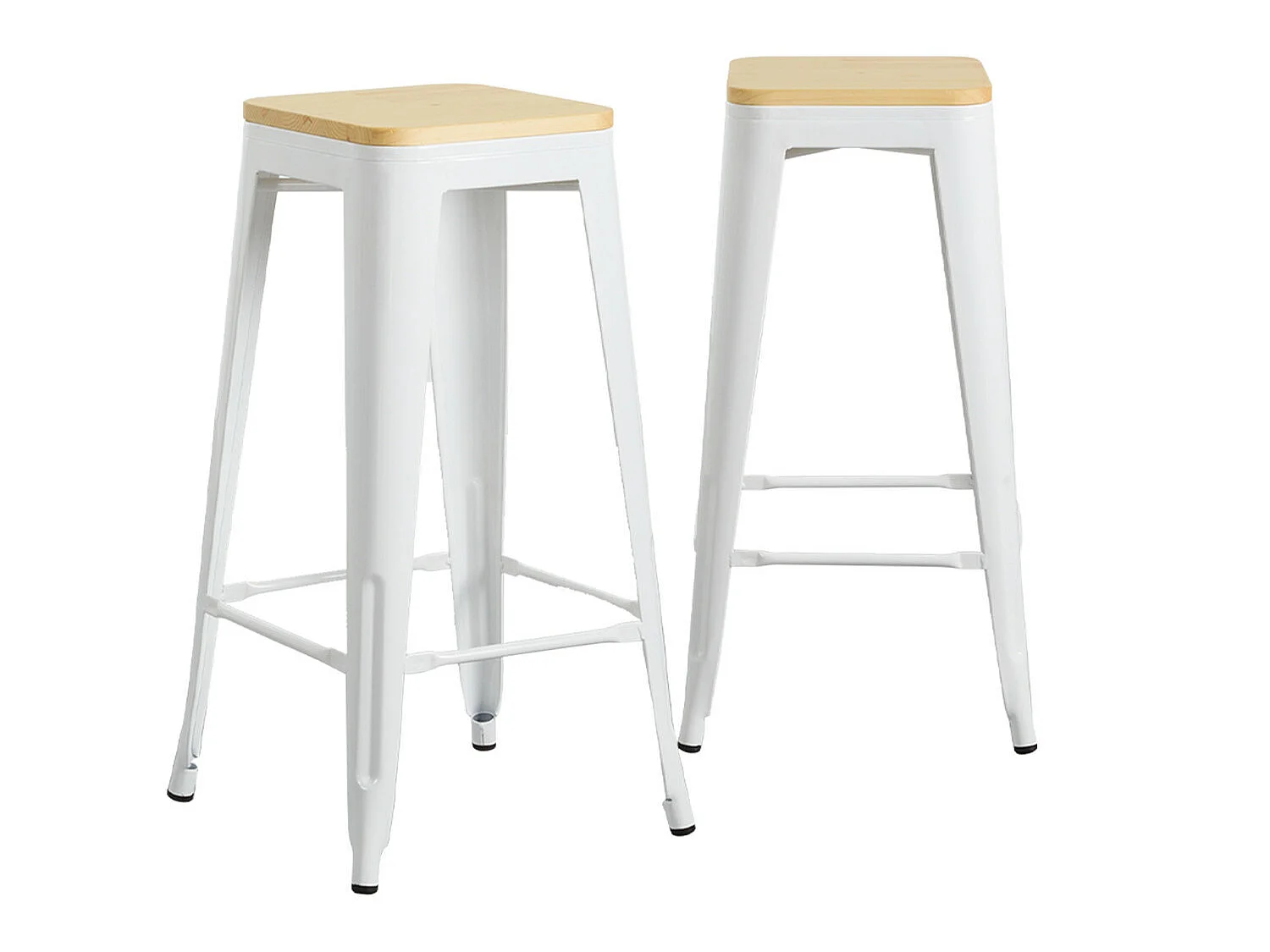 Pack 2 Taburetes Industriales Strong con Asiento de Madera 42x42x76.5cm Thinia Home