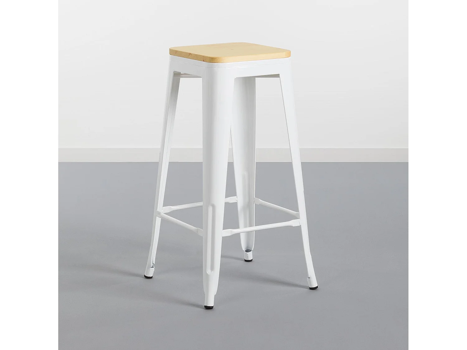 Pack 2 Taburetes Industriales Strong con Asiento de Madera 42x42x76.5cm Thinia Home