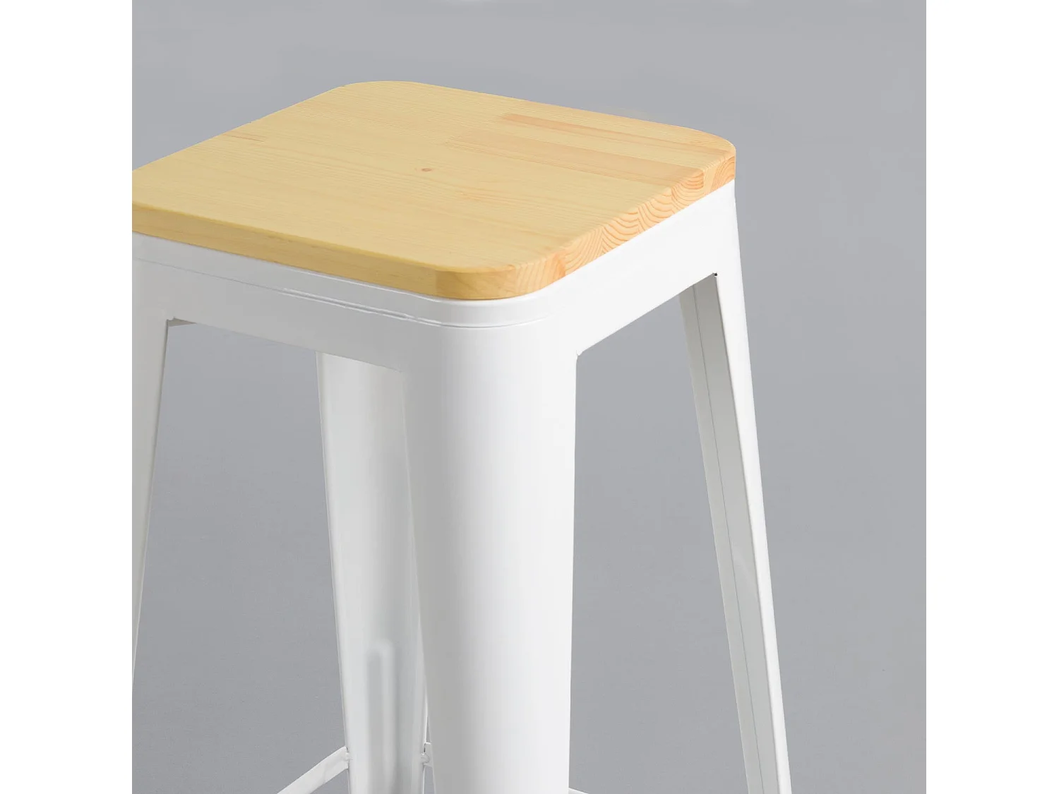 Pack 2 Taburetes Industriales Strong con Asiento de Madera 42x42x76.5cm Thinia Home