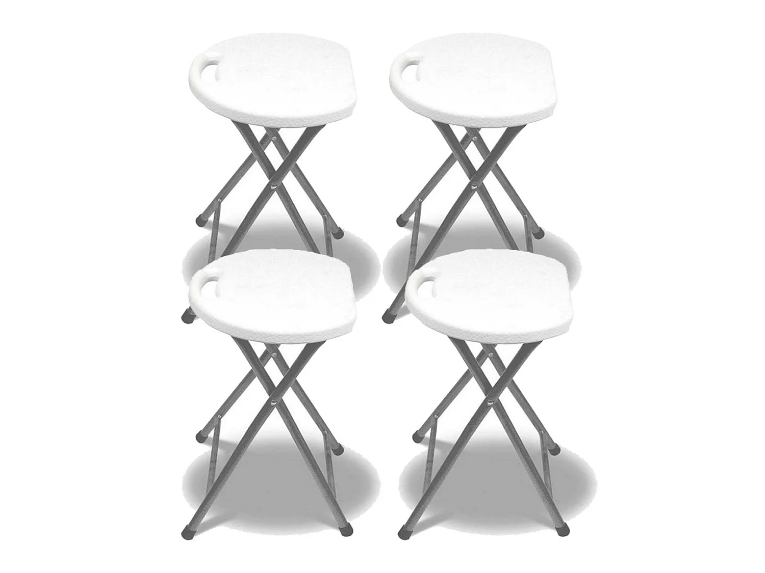 Lot de 4 tabourets pliants en résine et acier 31x45cm Blanc 7house