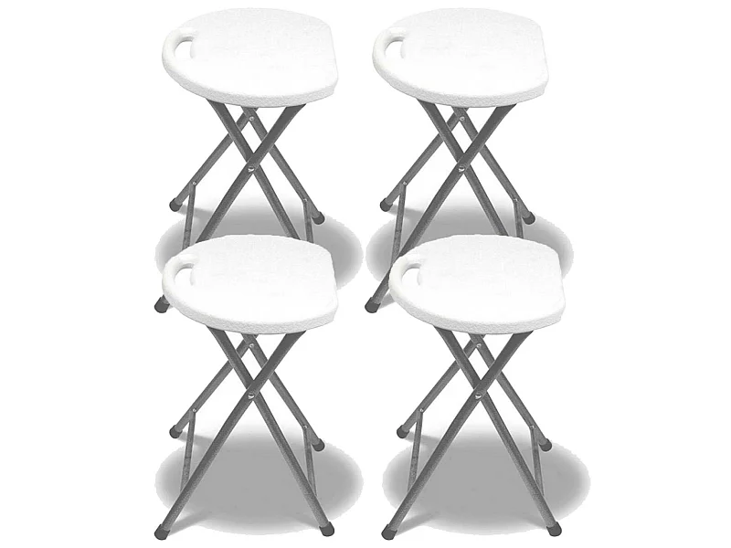 Lot de 4 tabourets pliants en résine et acier 31x45cm Blanc 7house