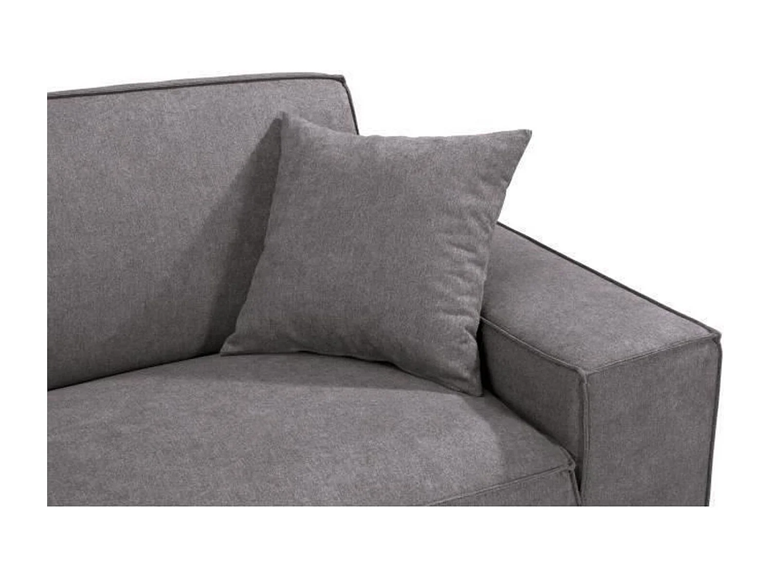 Canapé Droit 3 Places - Tissu Gris - HEXAGONE