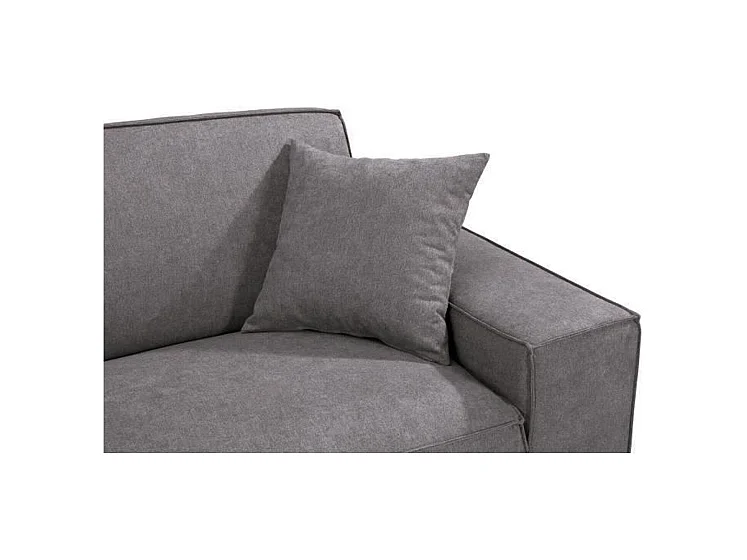 Canapé Droit 3 Places - Tissu Gris - HEXAGONE