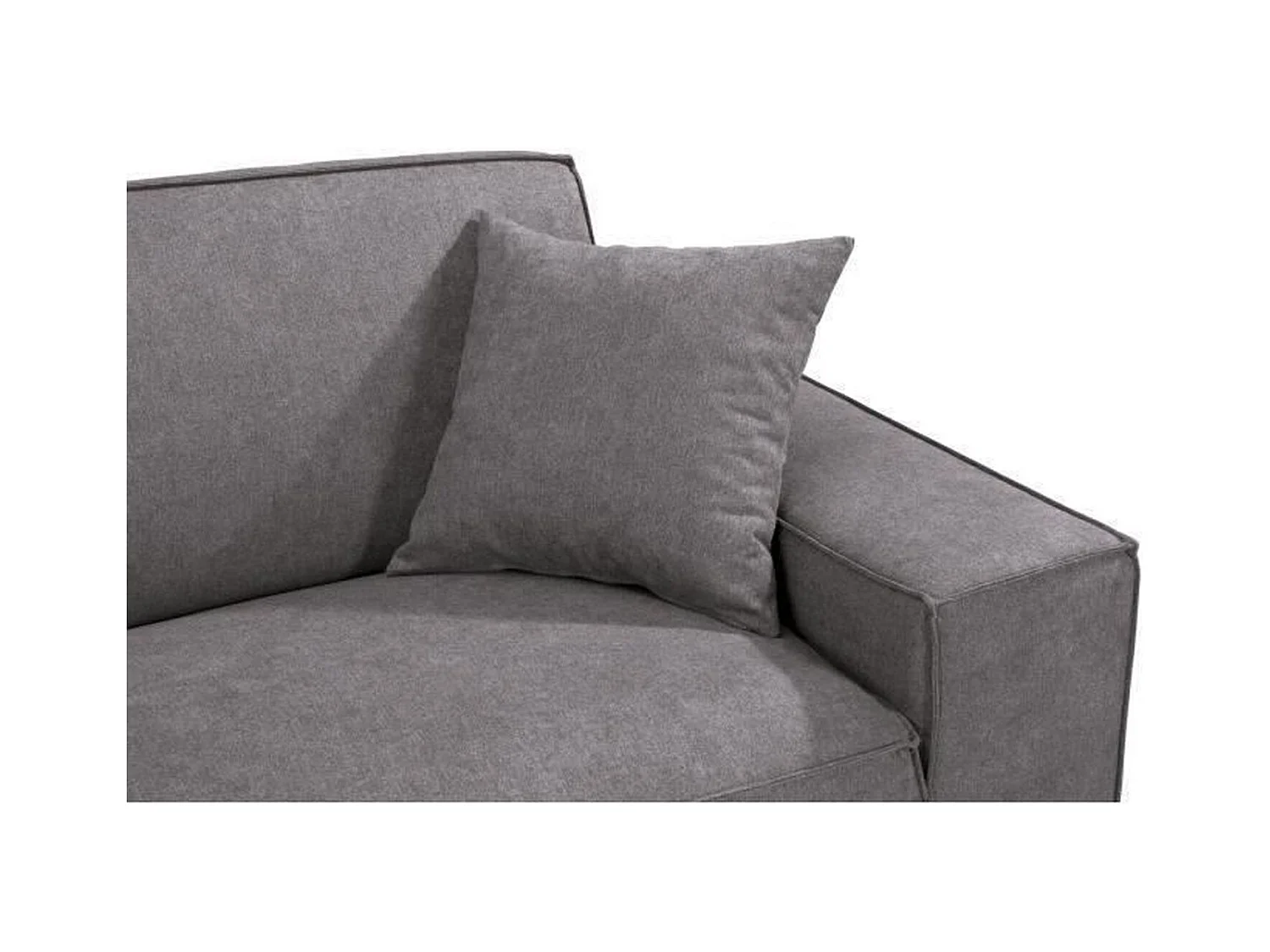 Canapé Droit 3 Places - Tissu Gris - HEXAGONE