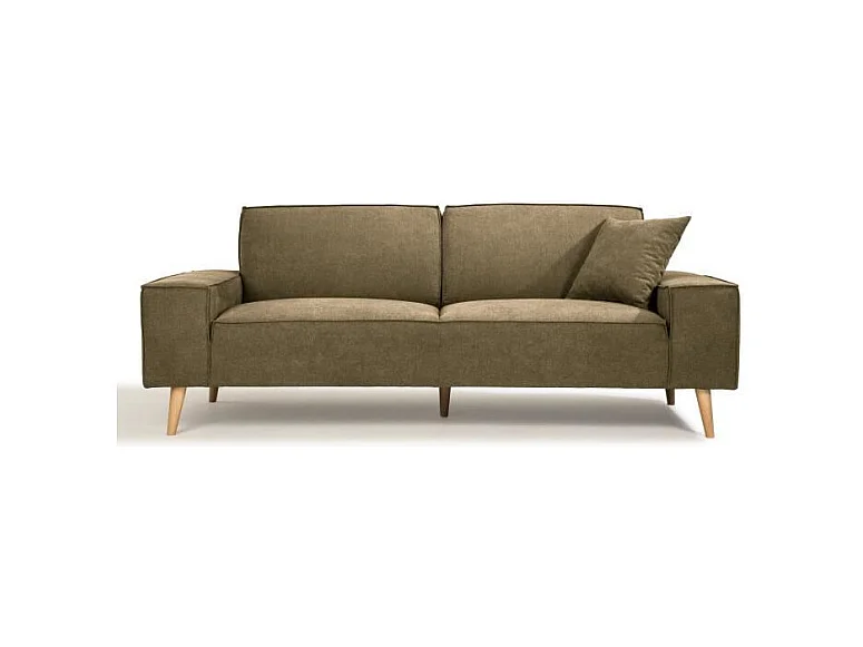 Canapé droit 3 places en tissu Olive - L 216 x P 90 x H 80 cm