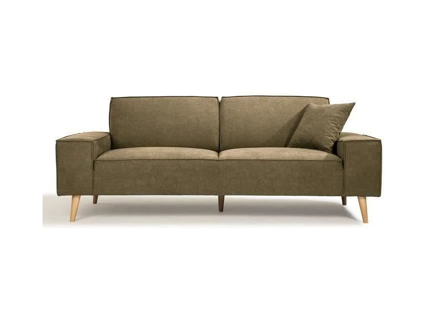 Canapé droit 3 places en tissu Olive - L 216 x P 90 x H 80 cm