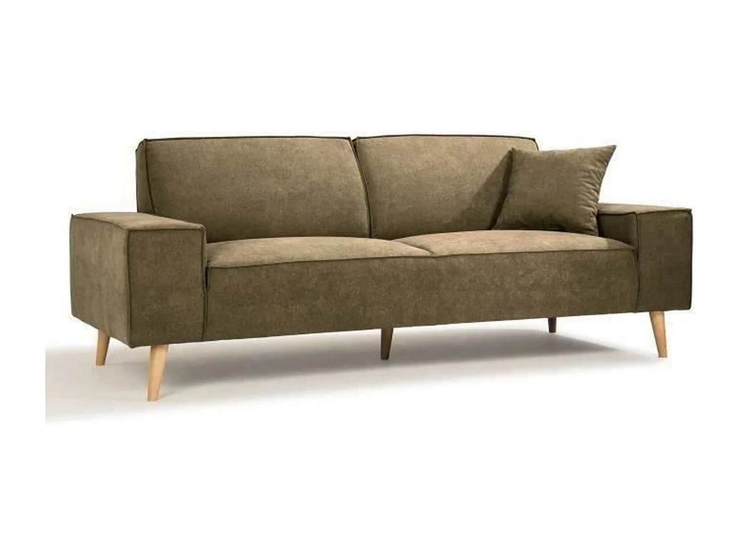 Canapé droit 3 places en tissu Olive - L 216 x P 90 x H 80 cm