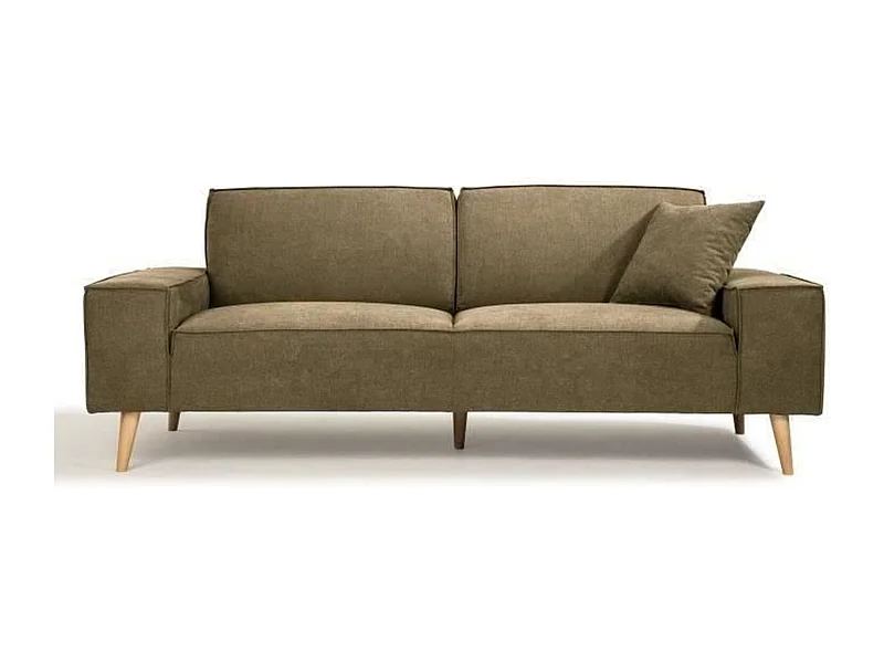 Canapé droit 3 places en tissu Olive - L 216 x P 90 x H 80 cm