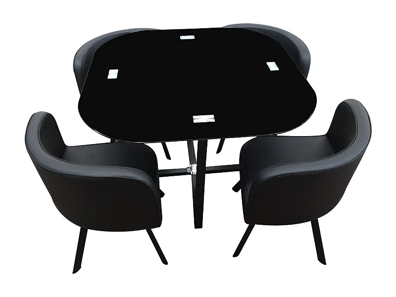 Conjunto CANNES mesa + 4 sillas negras. Ideal para cocina o comedor.