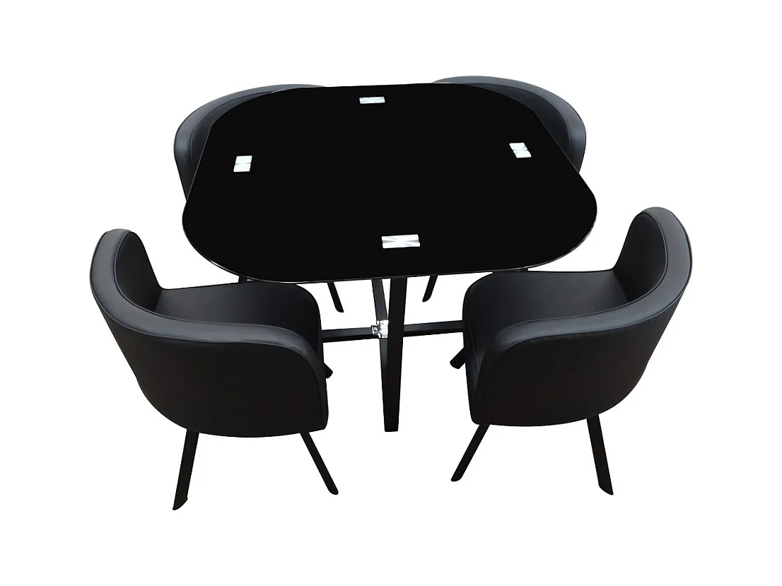 Ensemble CANNES table + 4 chaises noir. Idéal pour cuisine ou salle à manger.