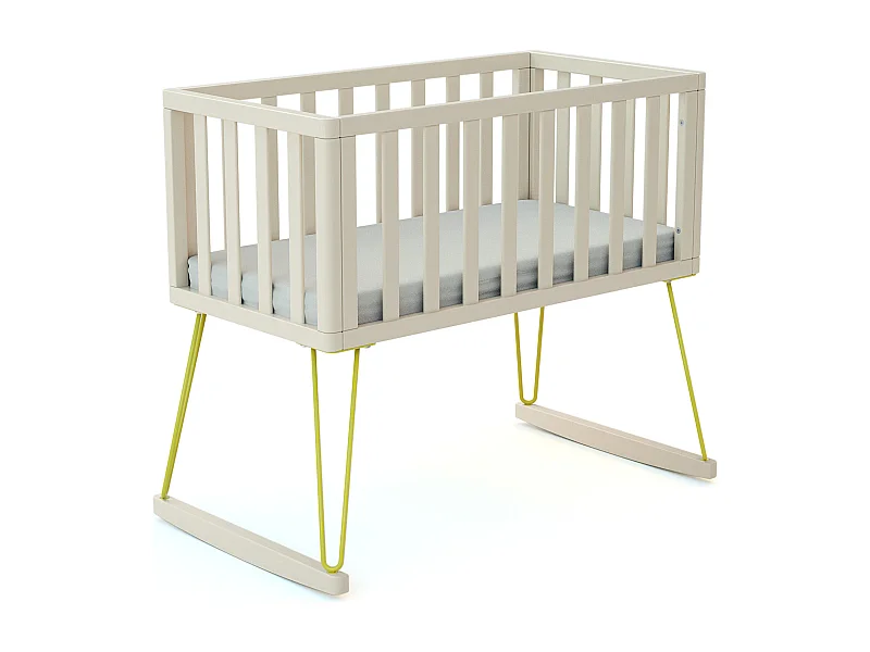 Schommelwieg ONLY in hout Wit en Geel 40 x 80 cm