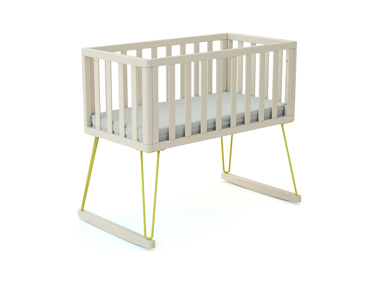 Schommelwieg ONLY in hout Wit en Geel 40 x 80 cm