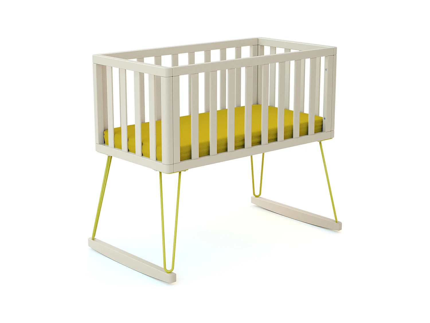 Schommelwieg ONLY in hout Wit en Geel 40 x 80 cm