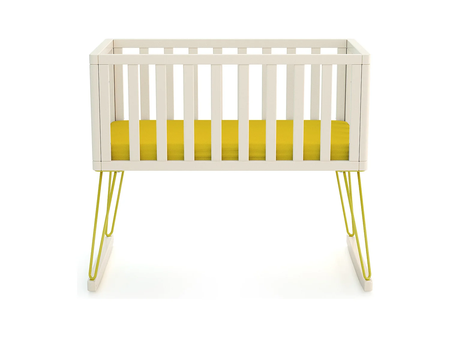 Schommelwieg ONLY in hout Wit en Geel 40 x 80 cm