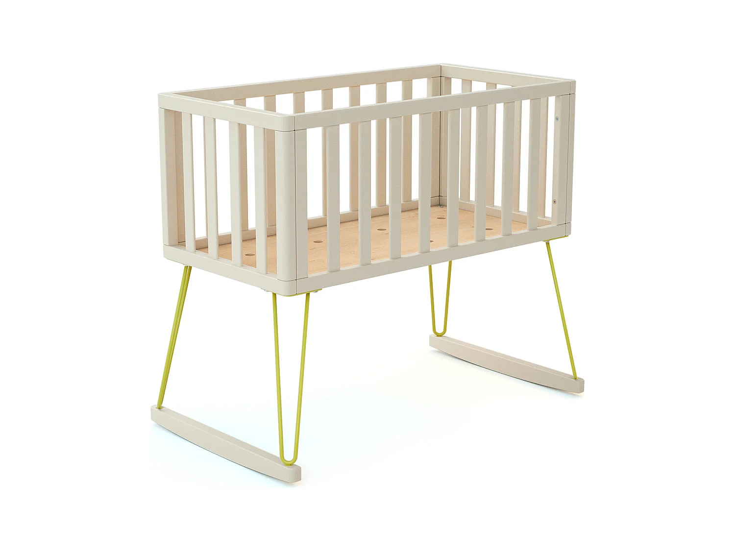 Schommelwieg ONLY in hout Wit en Geel 40 x 80 cm