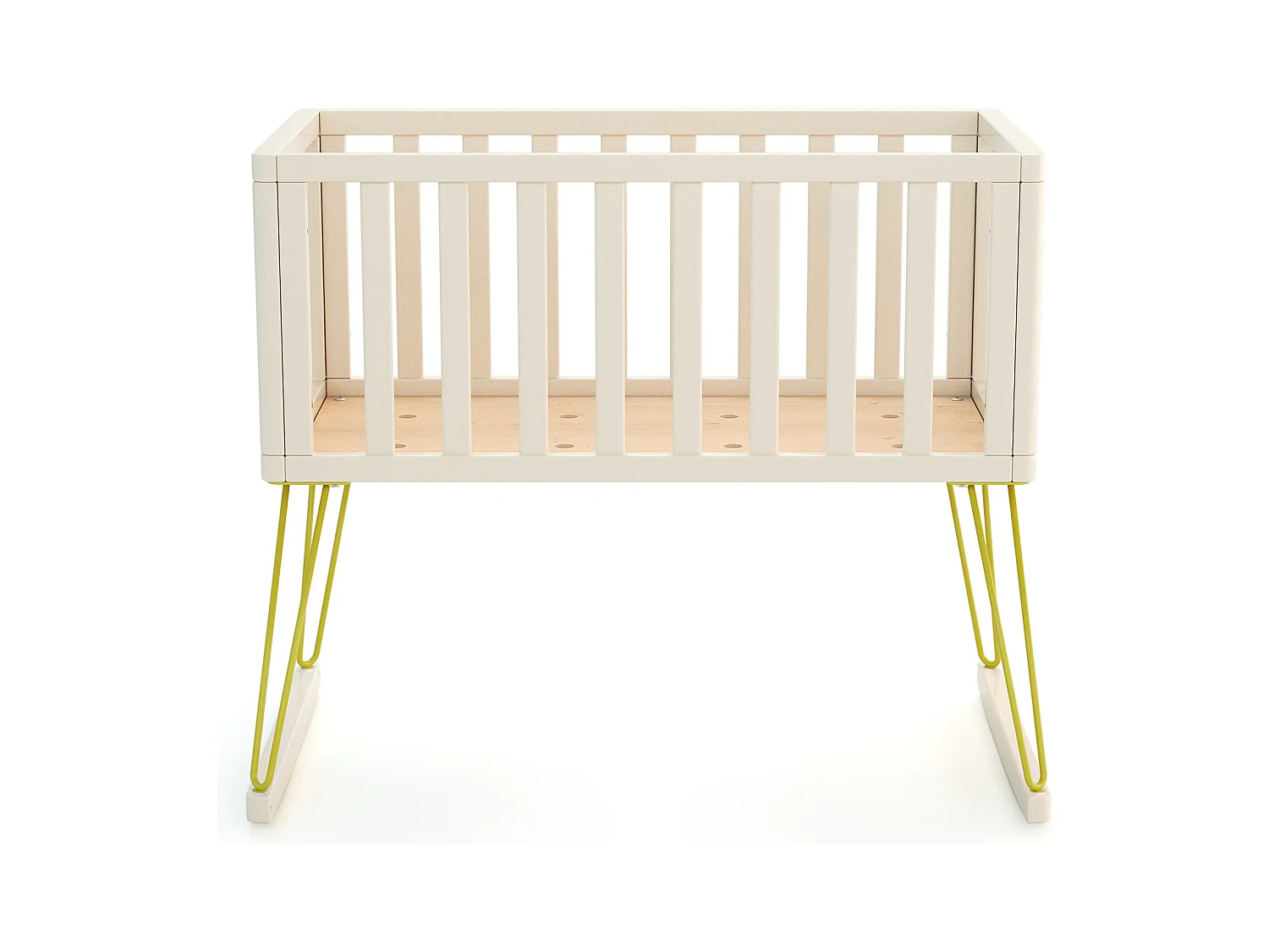 Schommelwieg ONLY in hout Wit en Geel 40 x 80 cm