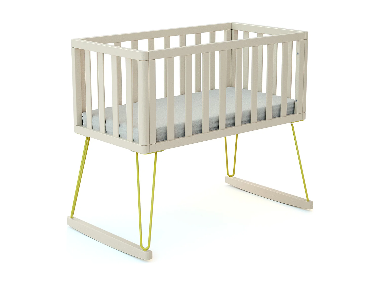 Schommelwieg ONLY in hout Wit en Geel 40 x 80 cm