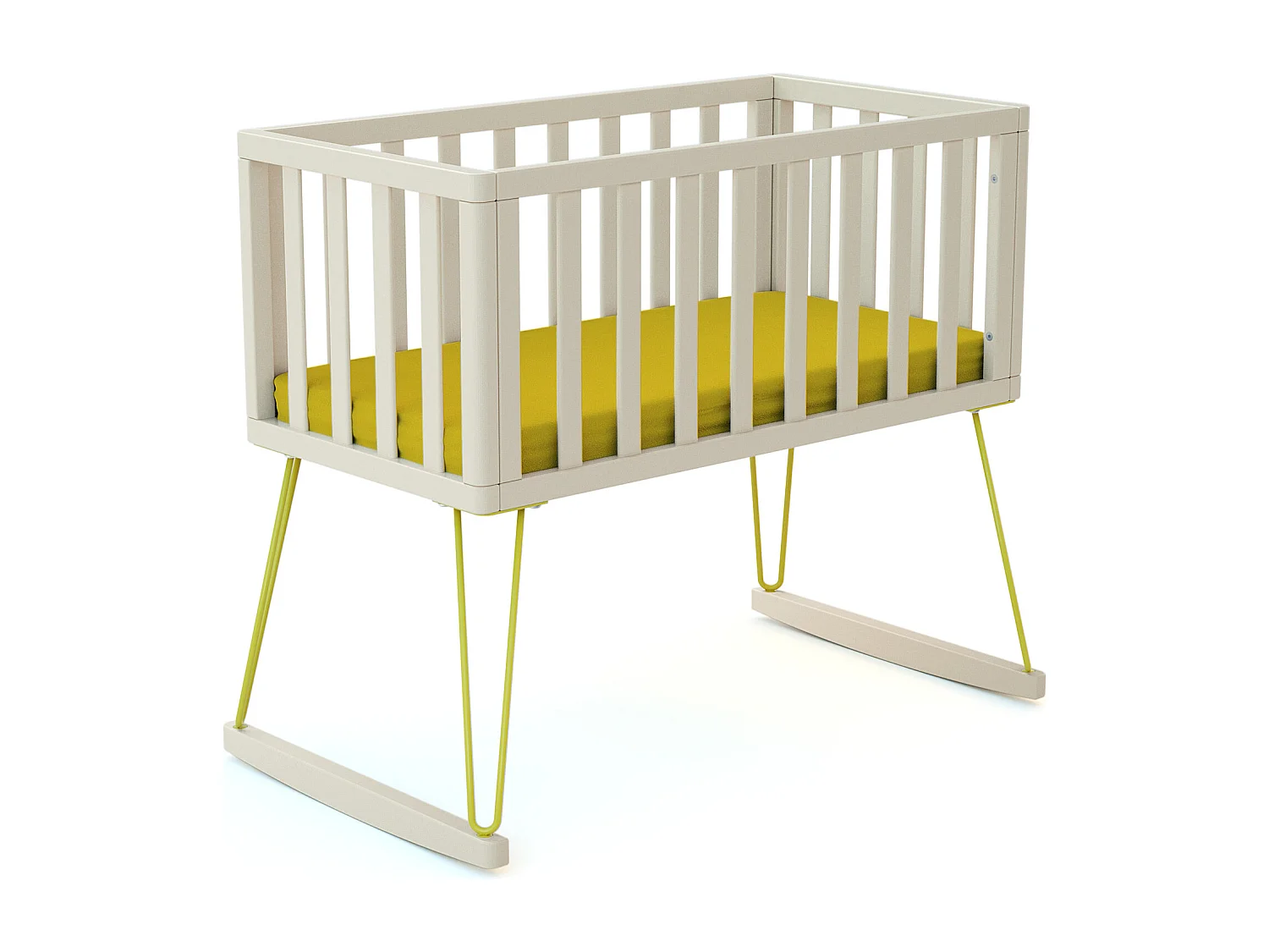 Schommelwieg ONLY in hout Wit en Geel 40 x 80 cm