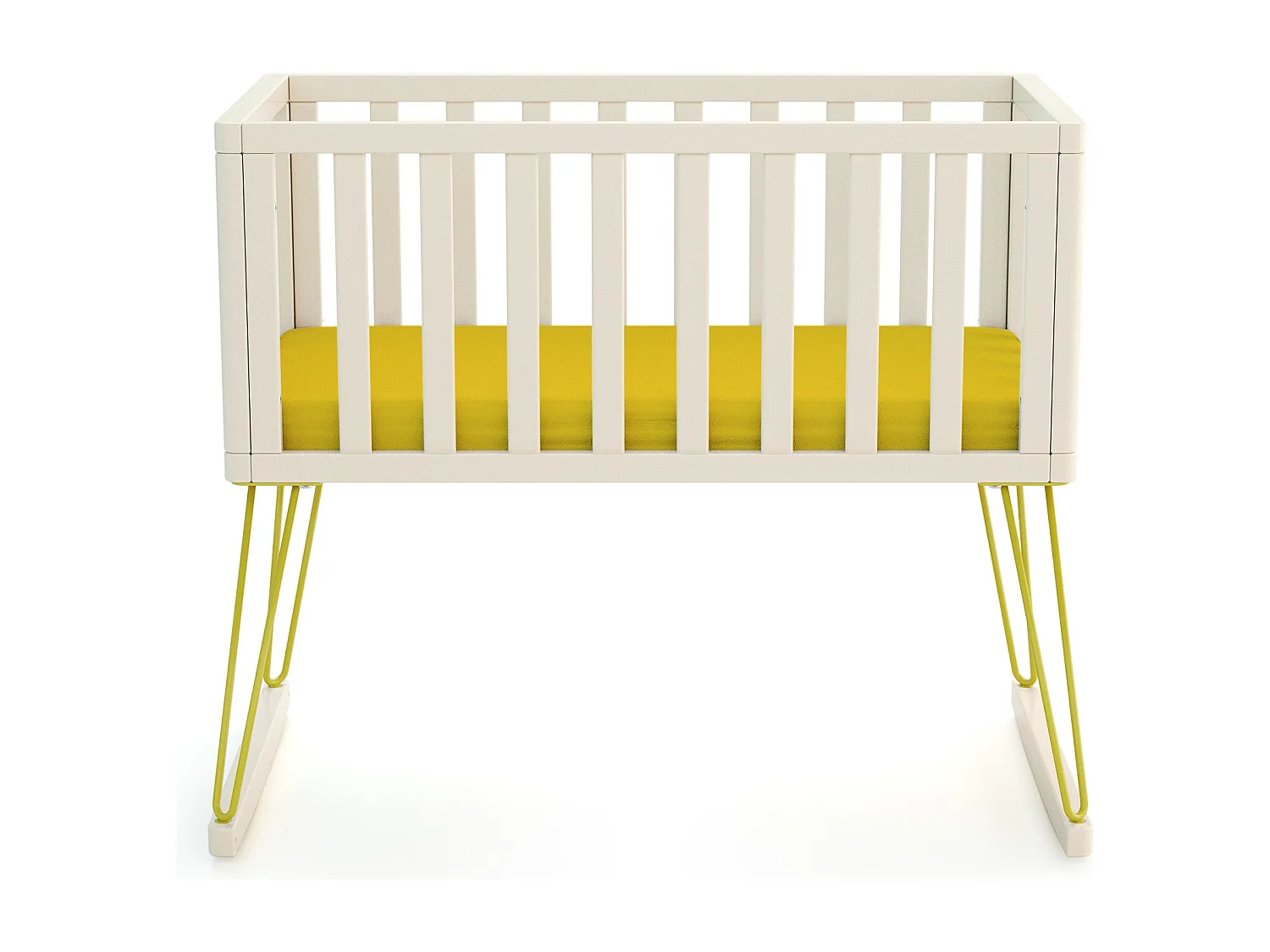 Schommelwieg ONLY in hout Wit en Geel 40 x 80 cm