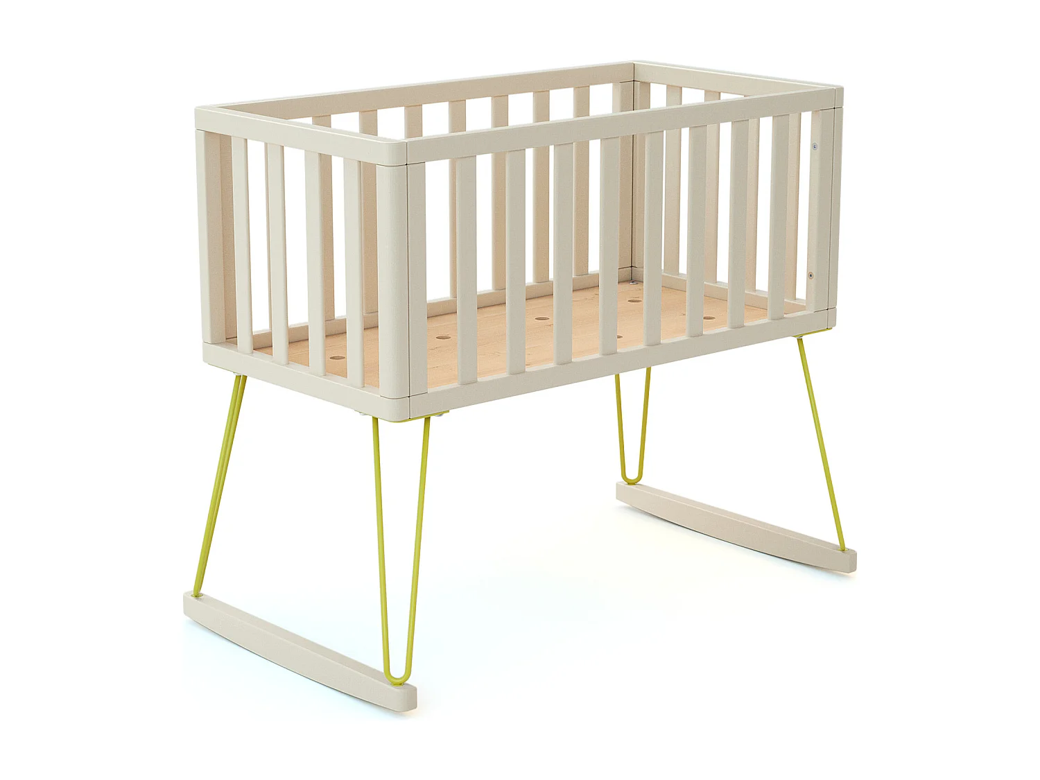 Schommelwieg ONLY in hout Wit en Geel 40 x 80 cm