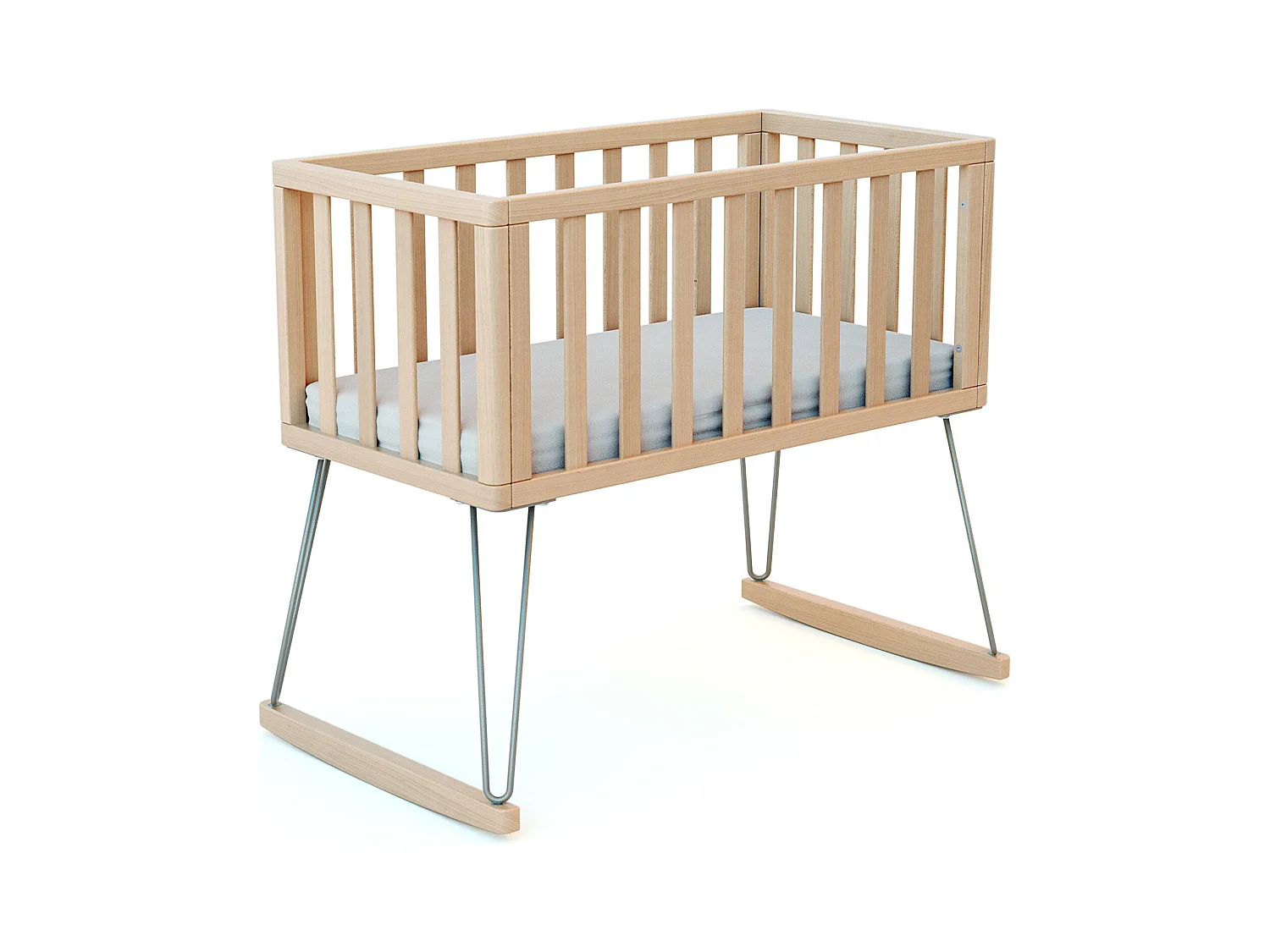 Schommelwieg ONLY in hout Beuken en in staal 40 x 80 cm