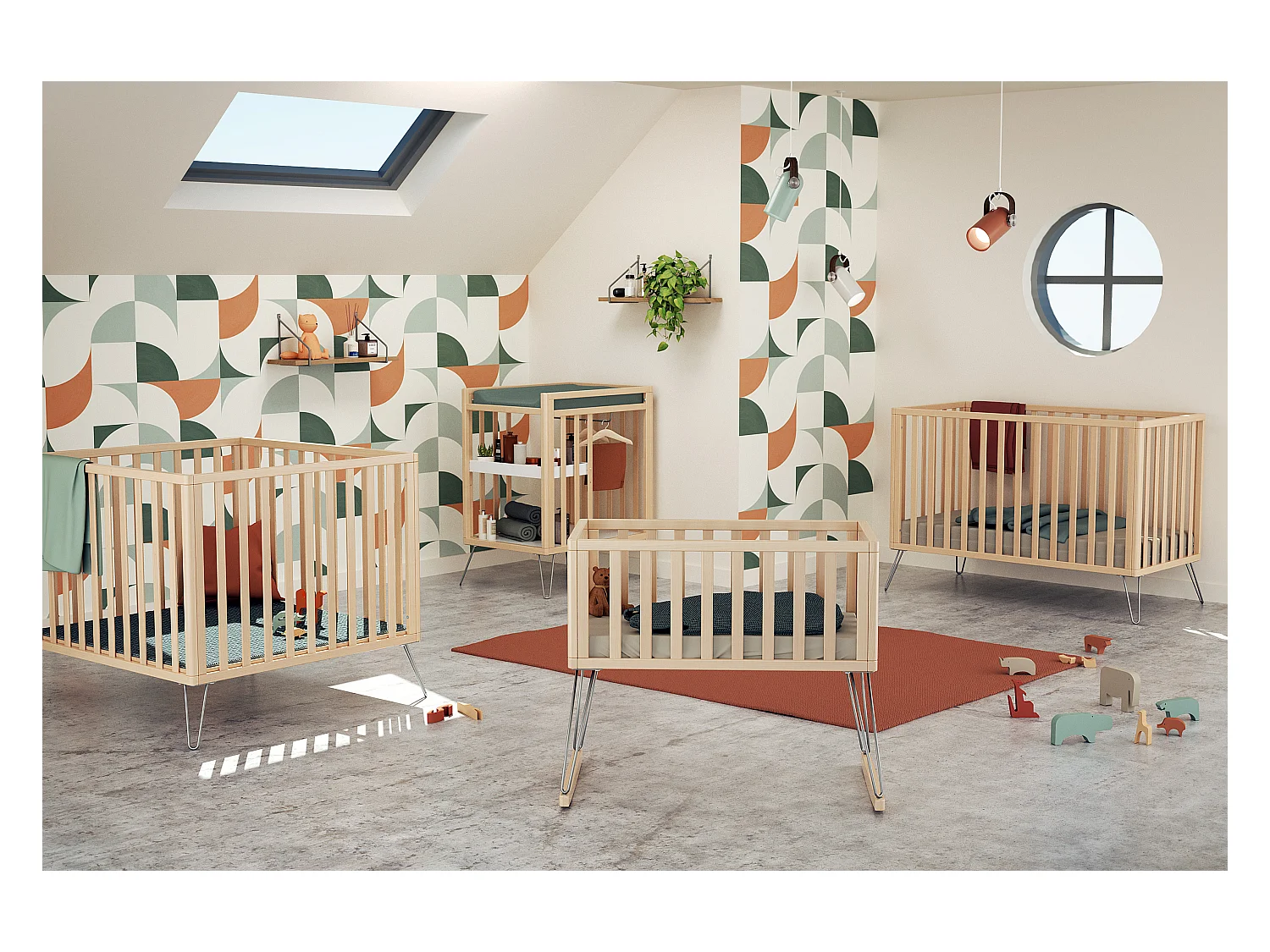 Schommelwieg ONLY in hout Beuken en in staal 40 x 80 cm