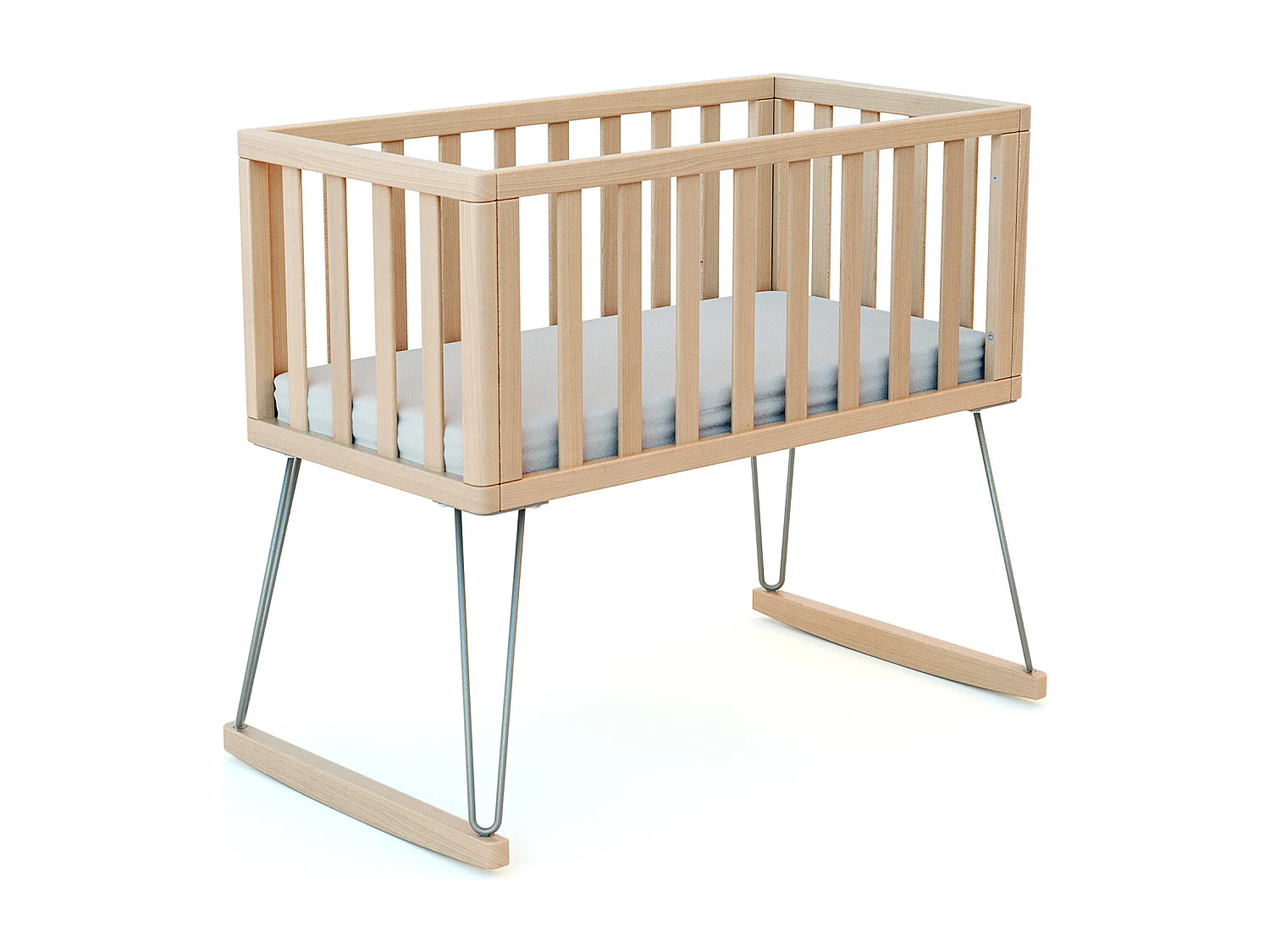 Schommelwieg ONLY in hout Beuken en in staal 40 x 80 cm